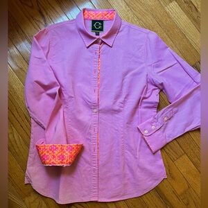 C. Wonder Pink Shirt with Orange Patterned Collar